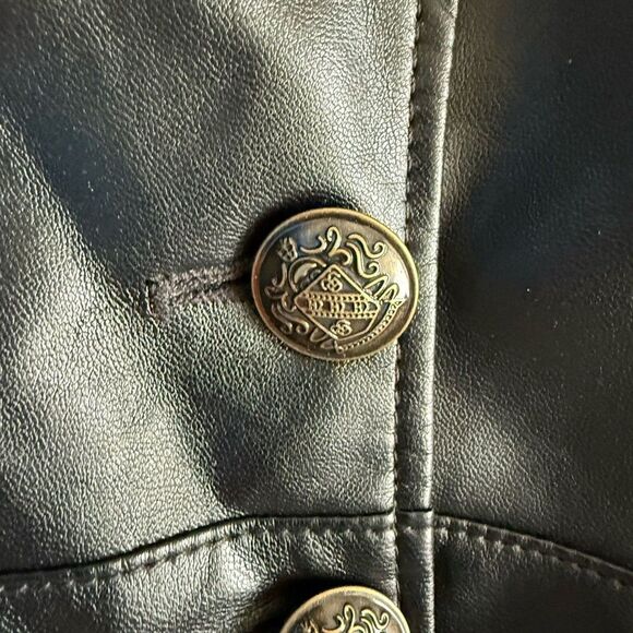 Steve Madden Women's Black Blazer Jacket Button Faux Leather Grunge Goth Medium - Picture 3 of 12